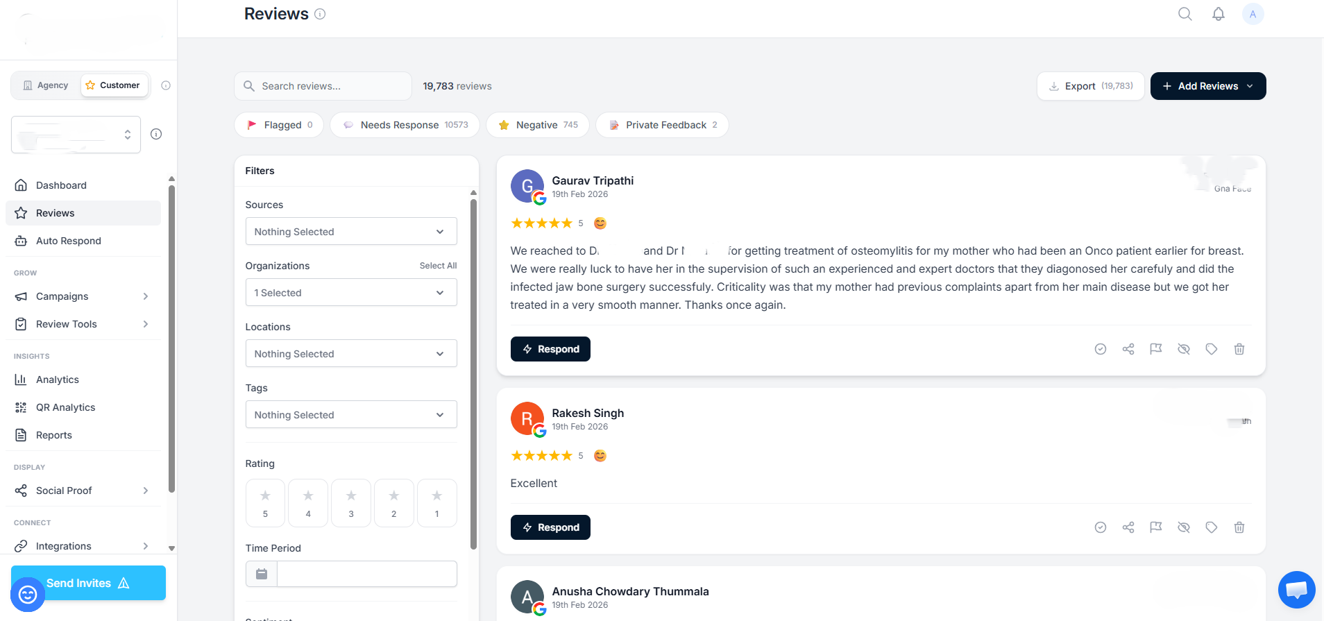 Reviews Dashboard